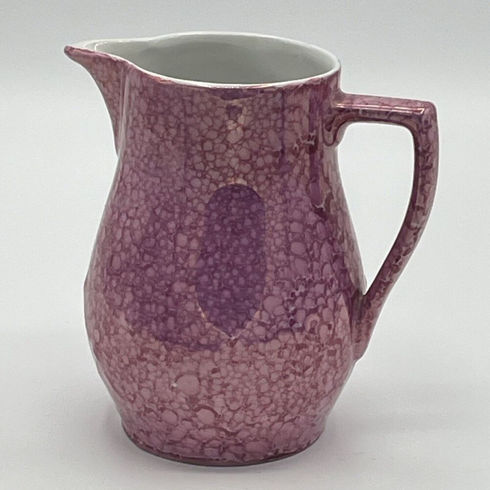 VTG RCW Retsch Co Creamer Pitcher Iridescent Crackleware Bavaria Germany Pink 5"